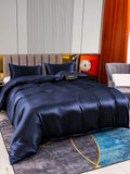 SilkSilky NL 22Momme Pure Silk Bedding Set Donkerblauw 004