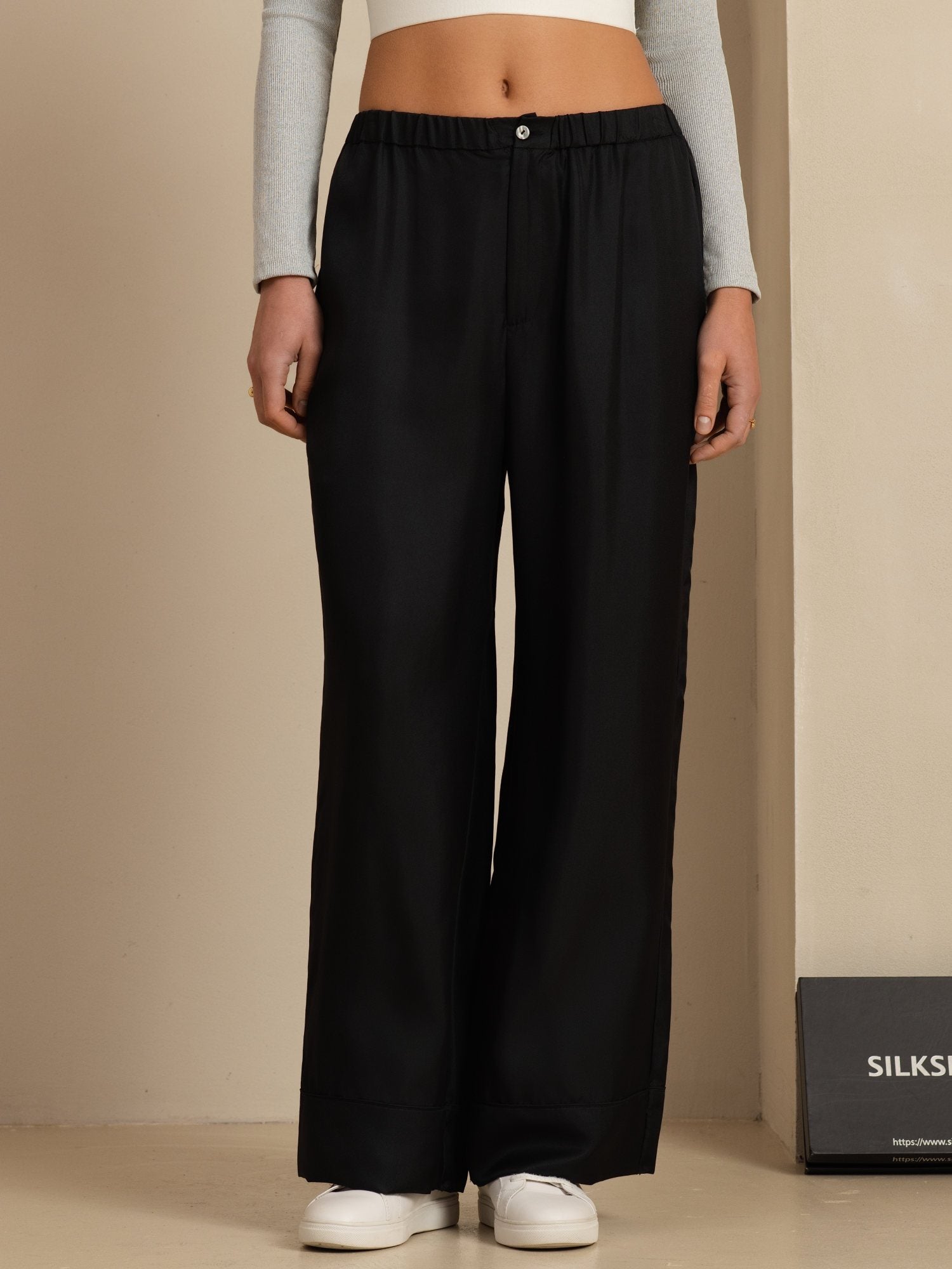 [Zwart] SilkSilky-NL 18Momme Womens Pants 003