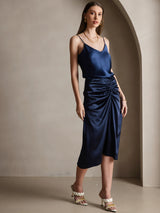 [Donkerblauw] SilkSilky-NL Spaghetti Strap V Neck Cami-Top 004