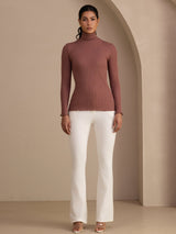 [Cameo Roze] SilkSilky-NL Long Sleeve Turtle Neck Dames T-Shirt 007
