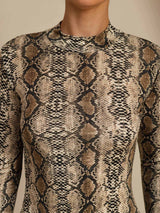 [Slangenhuid] SilkSilky-NL Lange Mouw Col Montant Dames T-Shirt 006