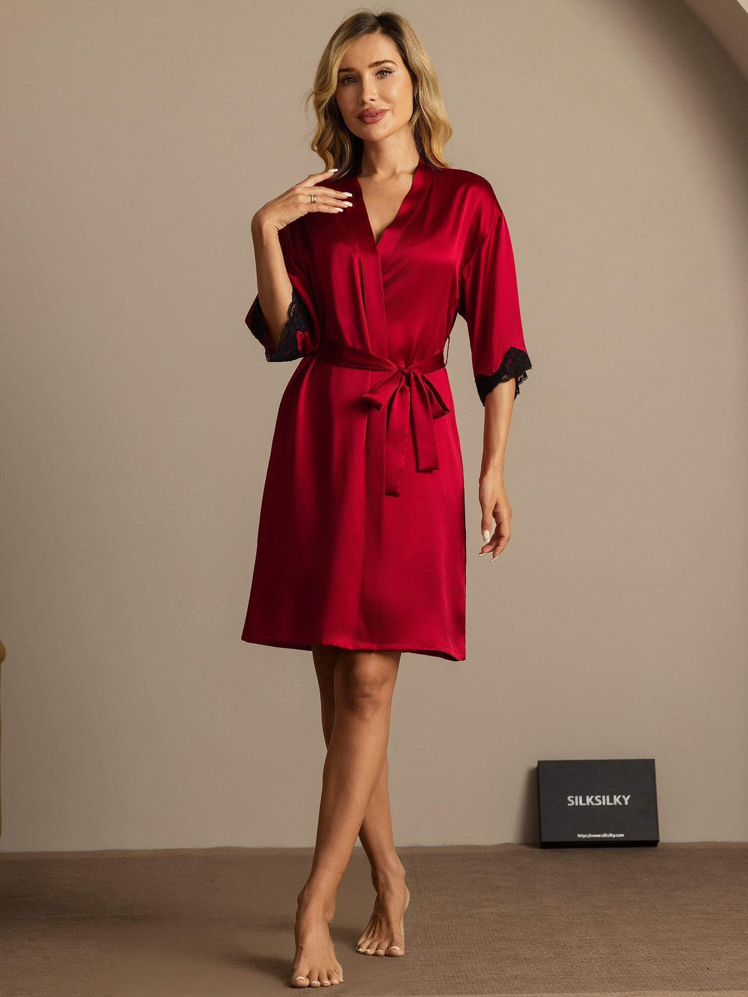 [Wijn] SilkSilky-NL Zijde Womens Robe 003