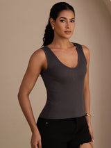 [Grijs] SilkSilky-NL Sleeveless Deep V Neck Cami-Top 004