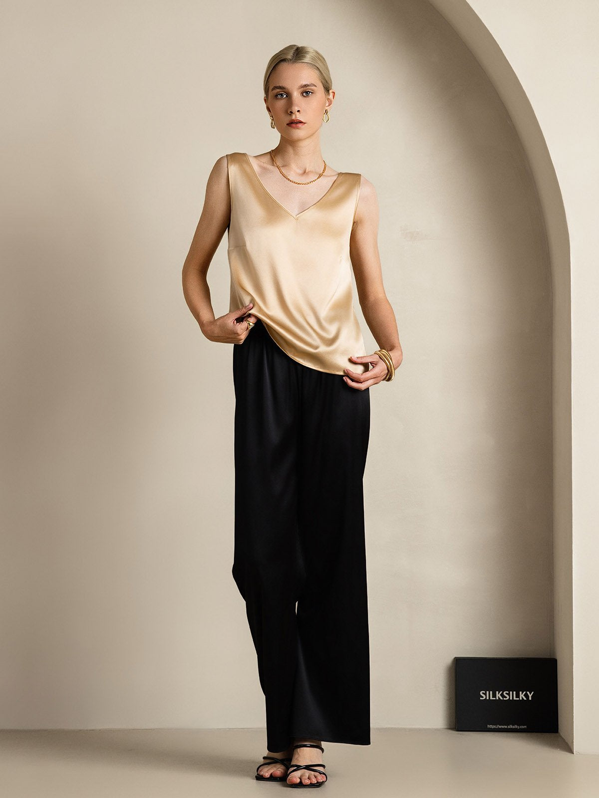[Champagne] SilkSilky-NL 19Momme Zijde Camisoles 006
