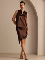 [Pure Chocolade] SilkSilky-NL Sleeveless Tie Neck Cami-Top 006