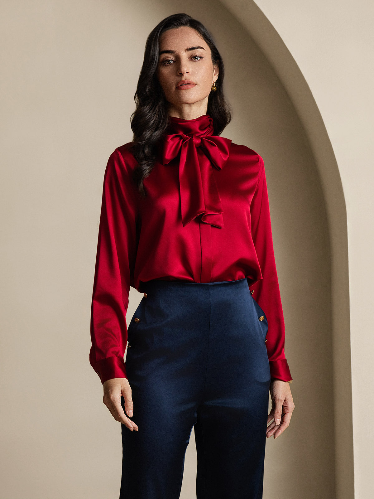 [Wijn] SilkSilky-NL 19Momme Zijde Womens Shirt 005