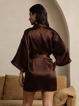 [Koffie] SilkSilky-NL 3/4 Sleeve Dames Kamerjas 002