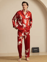 [Wijn] SilkSilky-NL Long Sleeve Notch Collar Heren Pyjama Set 004