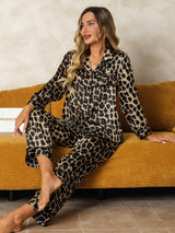 [Leopard] SilkSilky-NL Lange Mouw Dames Pyjama Set 001