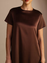 [Pure Chocolade] SilkSilky-NL Short Sleeve Crew Neck Jurk 005