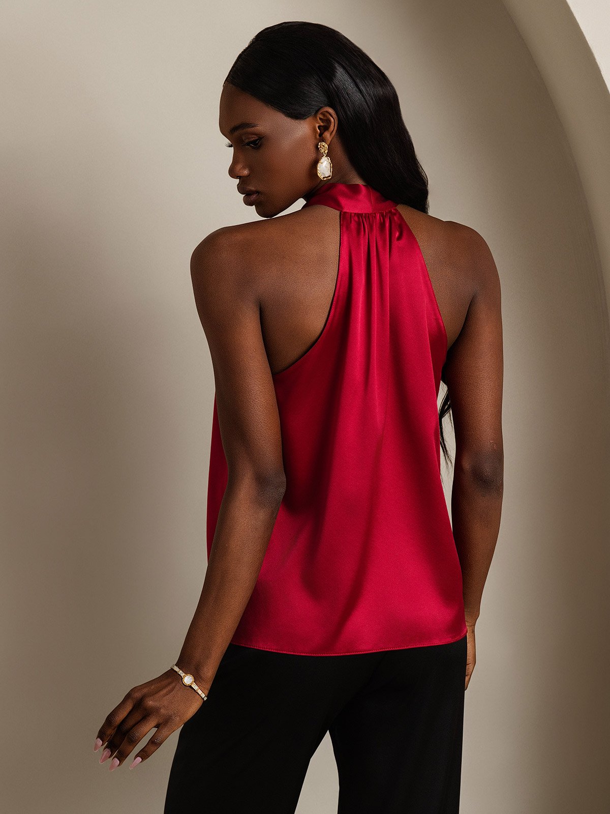 [Wijn] SilkSilky-NL 19Momme Zijde Womens Shirt 002