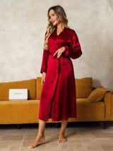 [Wijn] SilkSilky-NL Long Sleeve Dames Kamerjas 004