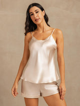 [Beige] SilkSilky-NL V Neck Cami-Set 001