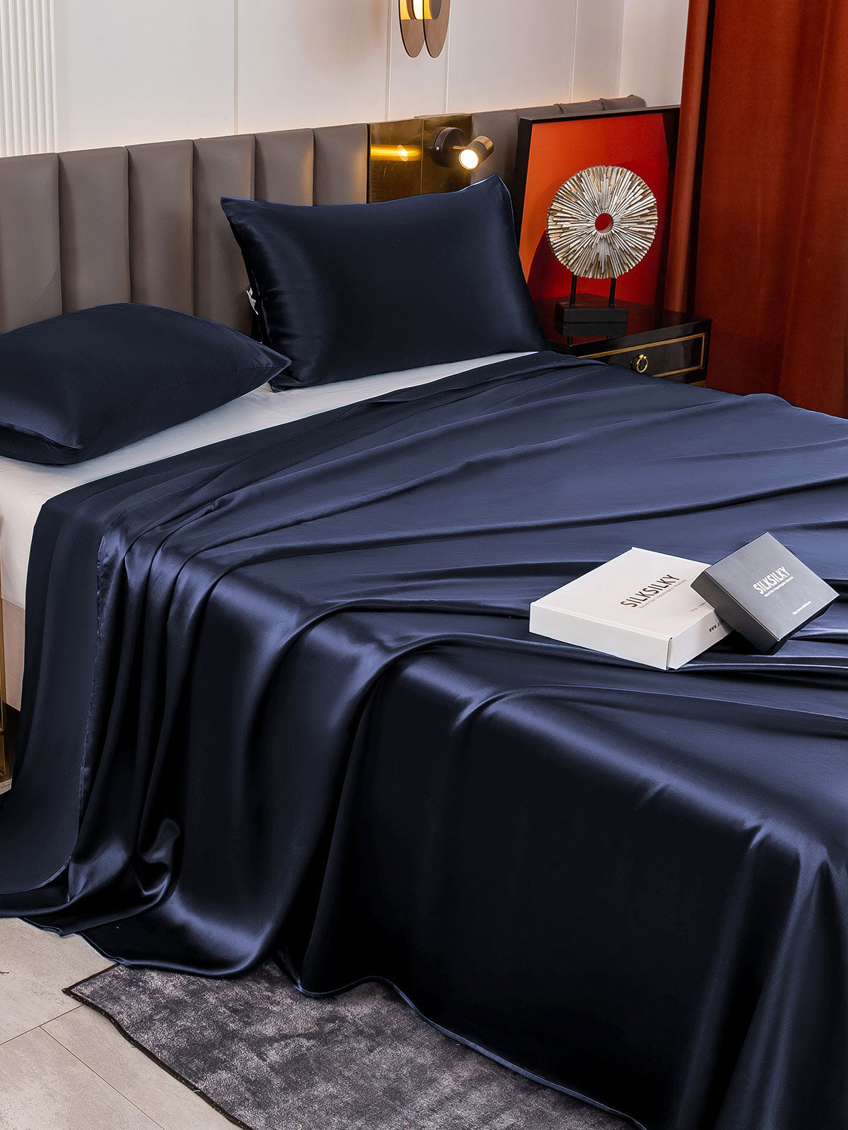 [Donkerblauw] SilkSilky-NL 19Momme Bedding Set 004
