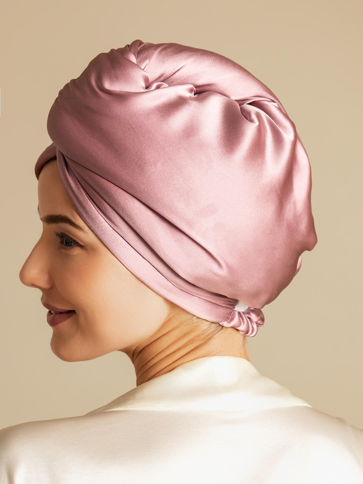 [Bleek Mauve] SilkSilky-NL Zijde Hair Towel Wrap 002,