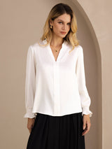 [Wit] SilkSilky-NL Long Sleeve Split Blouse 003