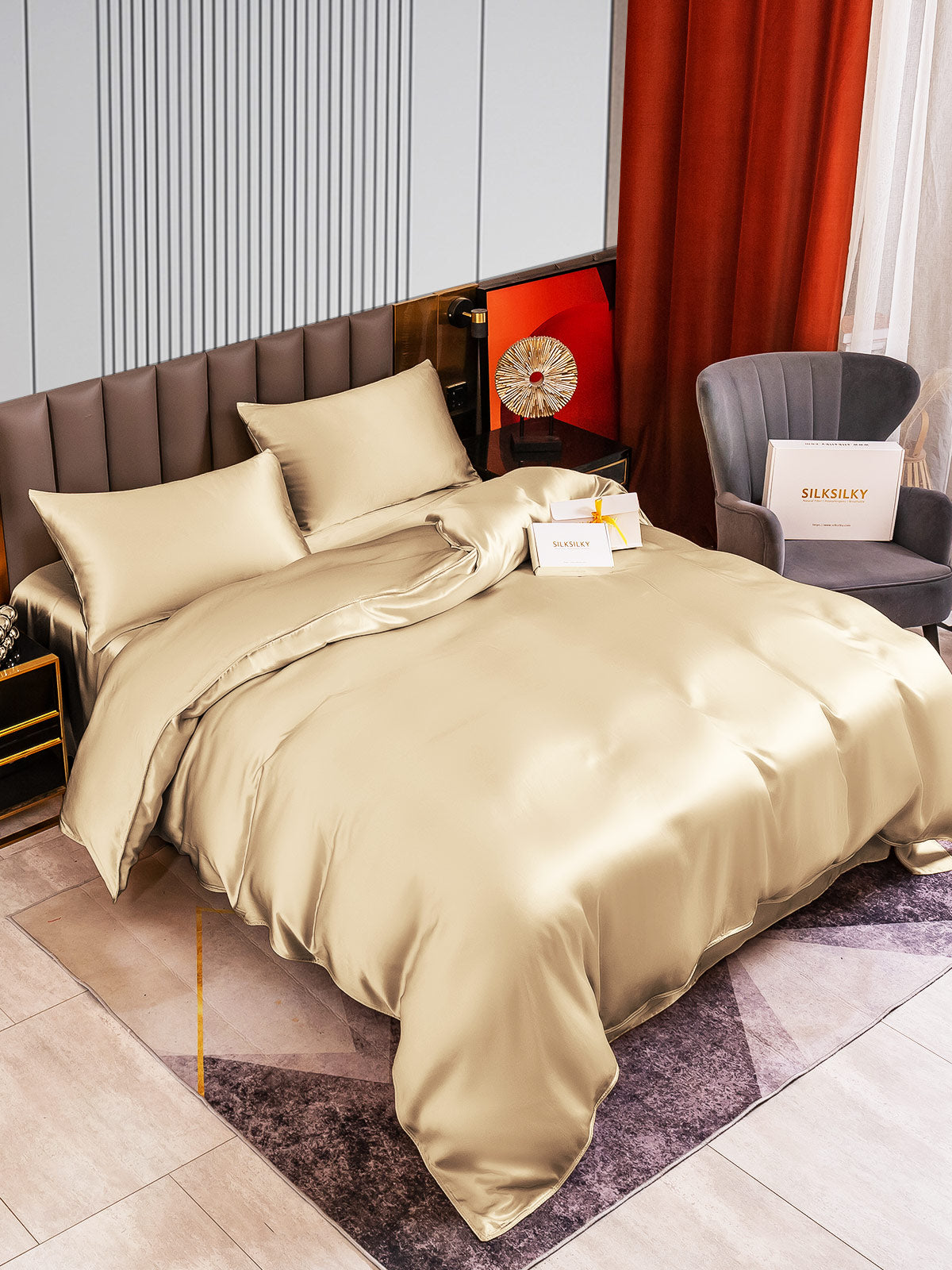 [Beige] SilkSilky-NL 22Momme Bedding Set 003