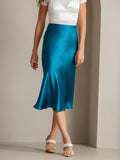 SilkSilky NL 19Momme Pure Silk Skirt Koningsblauw 003