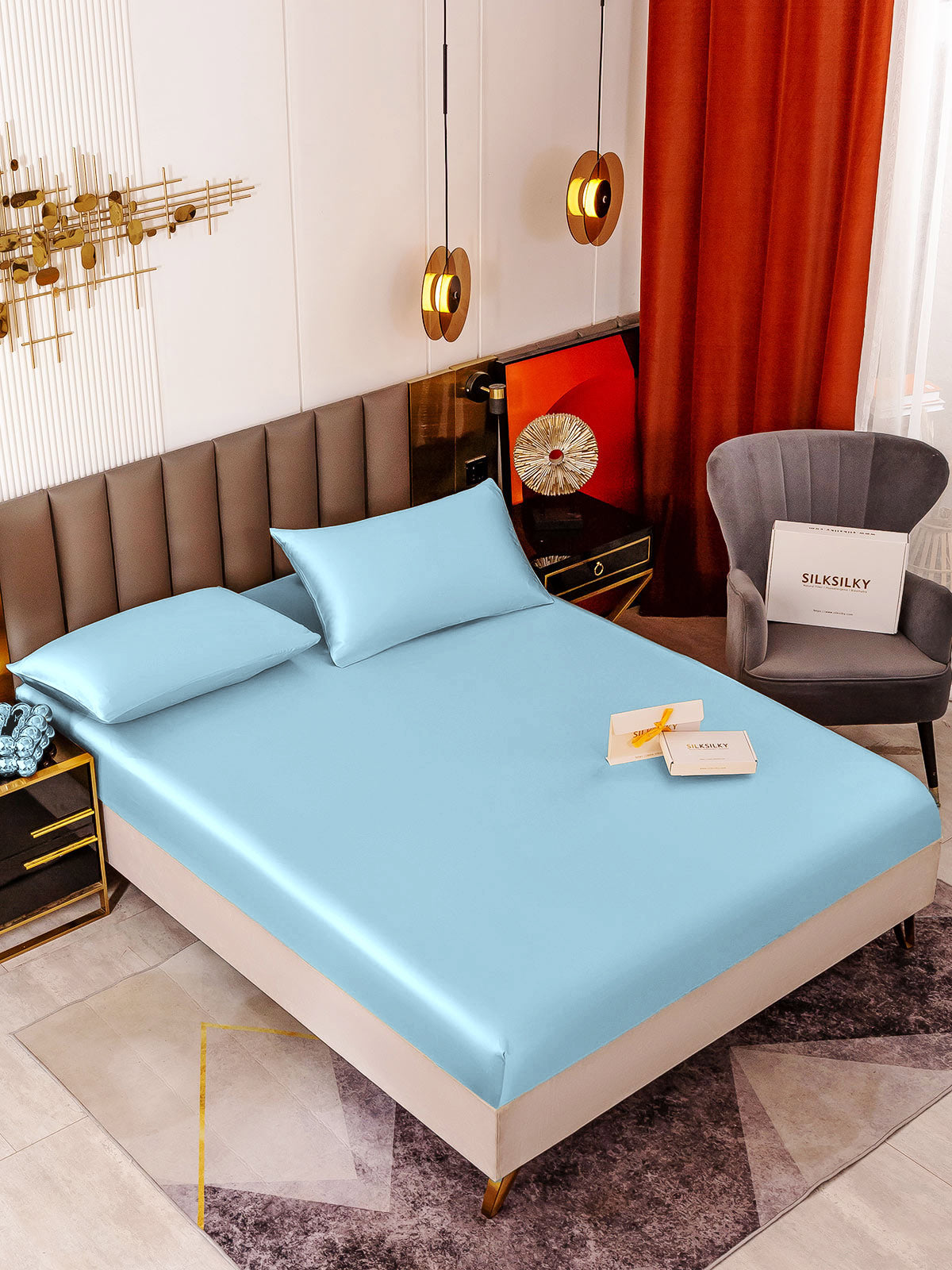 [Lichtblauw] SilkSilky-NL 19Momme Bedding Set 001