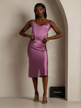 [Donkerpaars] SilkSilky-NL Spaghetti Strap Cowl Neck Cami-Top 007