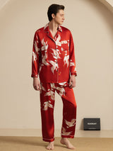 [Wijn] SilkSilky-NL Long Sleeve Notch Collar Heren Pyjama Set 001