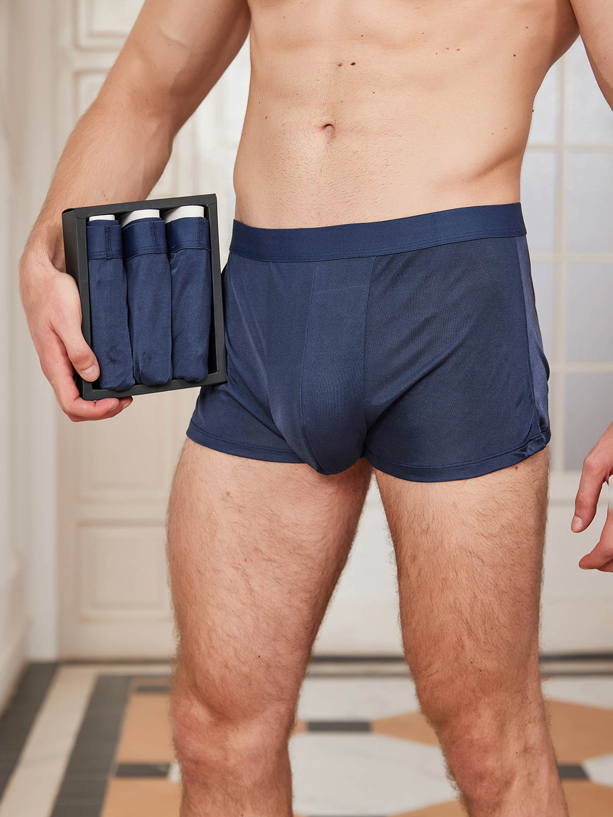 [Donkerblauw] SilkSilky-NL Mens Underwear 001