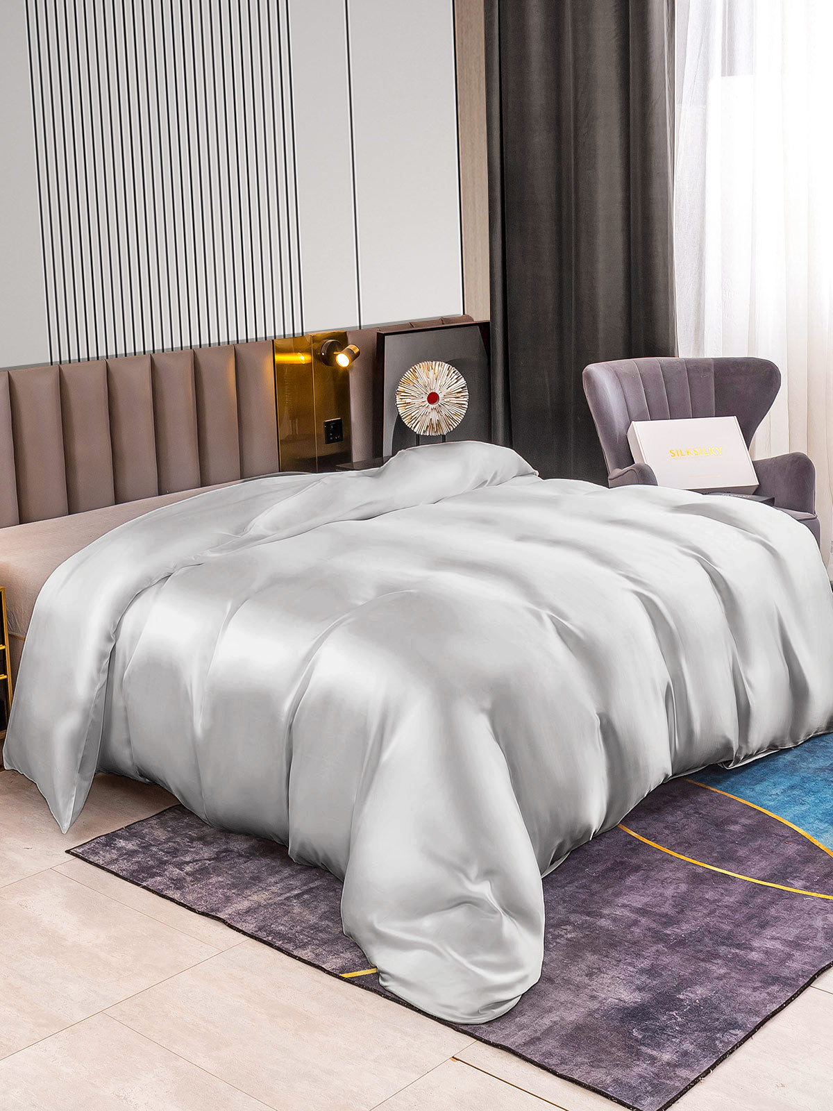 SilkSilky NL 22Momme Pure Silk Duvet Cover Zilver 002