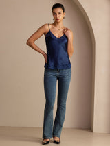 [Donkerblauw] SilkSilky-NL V Neck Cami-Top 007