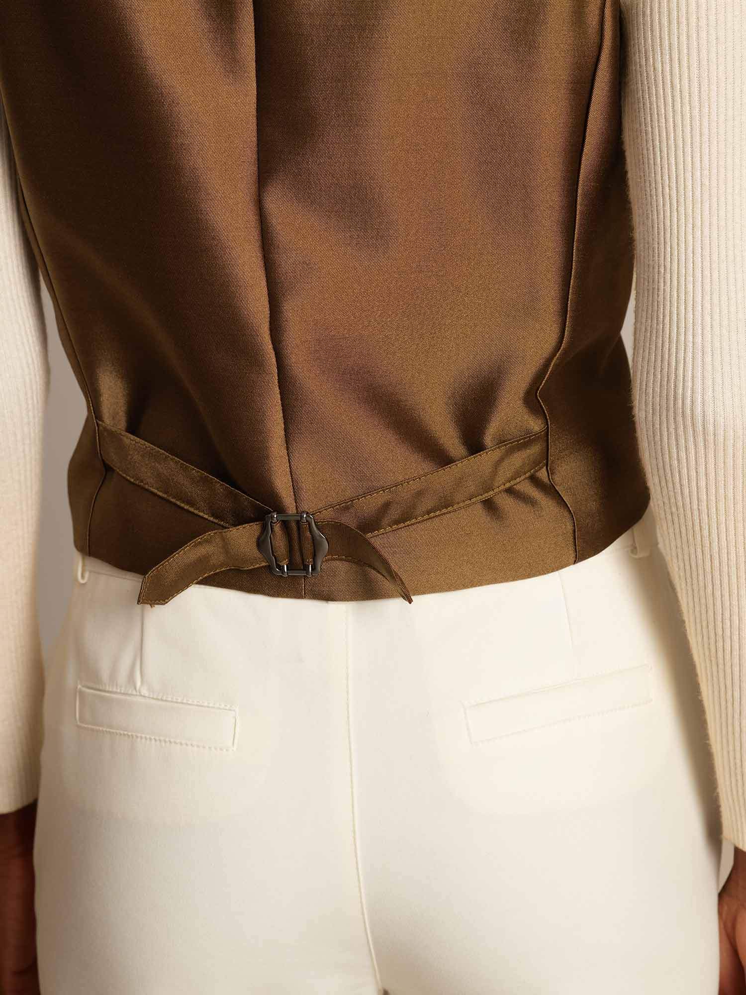 [Brons] SilkSilky-NL 32Momme Silk-Wool Blend Womens Vest 005