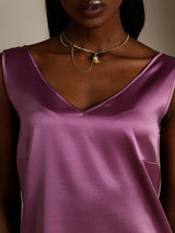 [Donkerpaars] SilkSilky-NL Sleeveless V Neck Cami-Top 006
