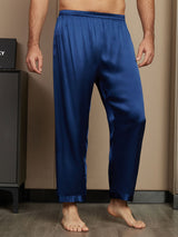 [Donkerblauw] SilkSilky-NL Pure Silk Mens Sleep Bottoms 003