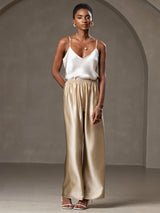 [Beige] SilkSilky-NL Spaghetti Strap V Neck Cami-Top 007