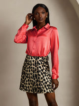 [Keizerlijk Rood] SilkSilky-NL 19Momme Lange Mouw Reverskraag Dames Blouse 005