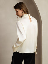 [Ivoor] SilkSilky-NL Long Sleeve Keyhole Neck Blouse 002