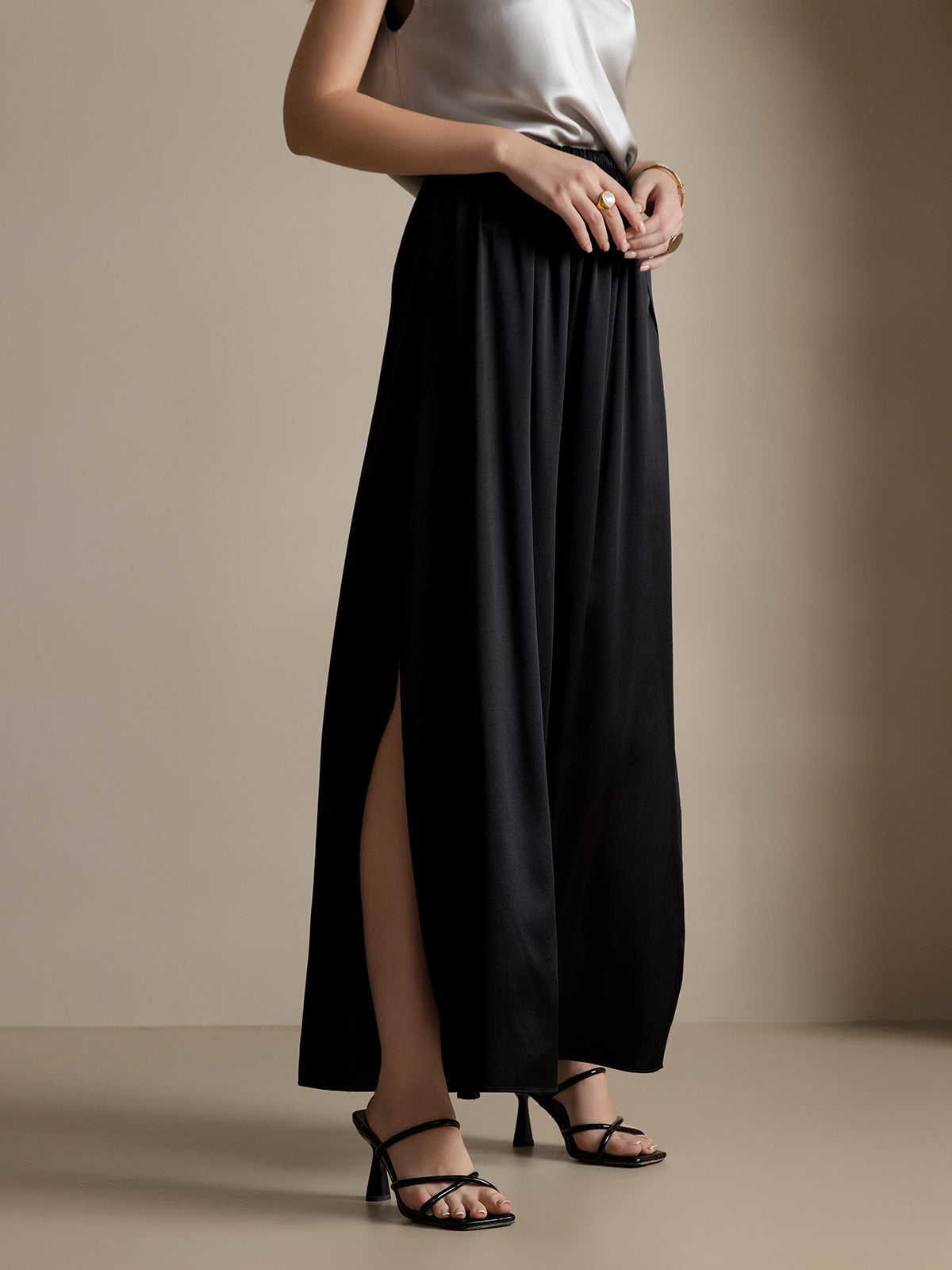[Zwart] SilkSilky-NL 19Momme Zijde Womens Pants 004