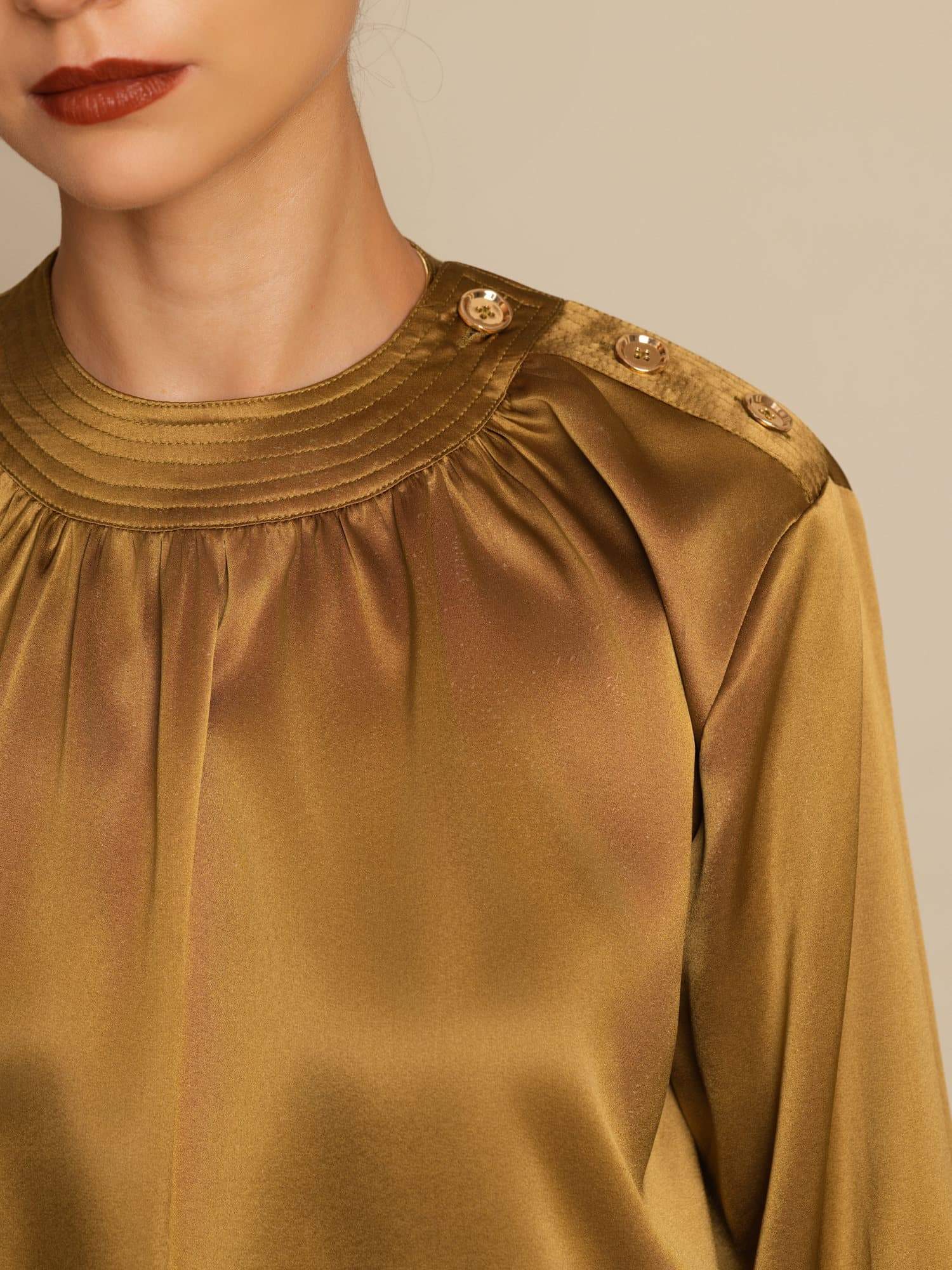 [Brons] SilkSilky-NL 19Momme Lange Mouw Ronde Hals Blouse 005