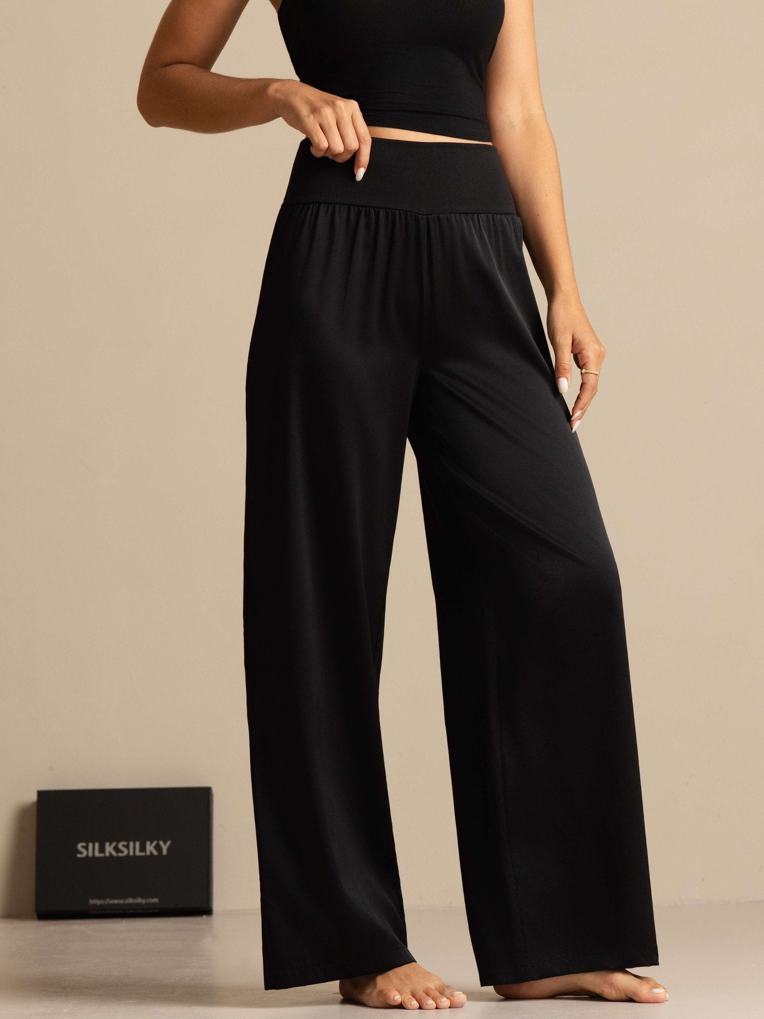 [Zwart] SilkSilky-NL 19Momme Zijde Womens Pants 007