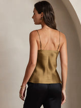 [Koffie] SilkSilky-NL Spaghetti Strap V Neck Cami-Top 002
