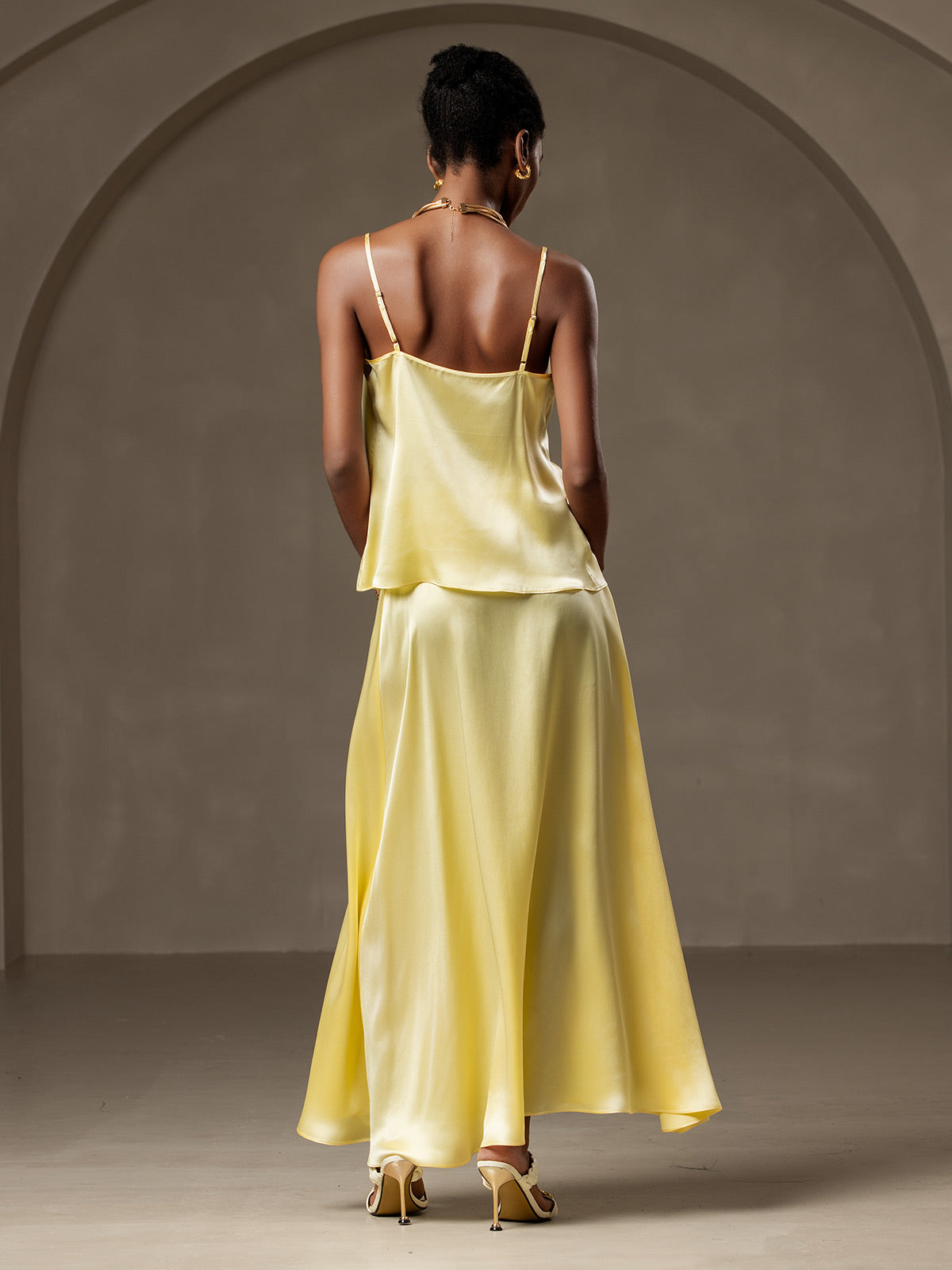 [Lichtgeel] SilkSilky-NL 19Momme Zijde Skirt 004