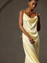 [Geel] SilkSilky-NL 19Momme Spaghetti Bandjes Waterval Hals Cami-Top 001