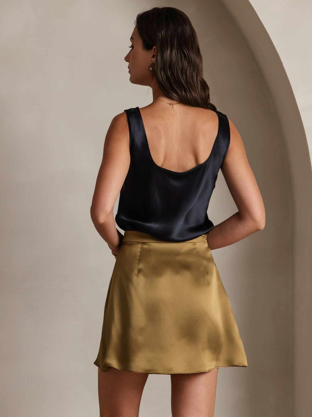 [Bruin] SilkSilky-NL 19Momme Zijde Skirt 002