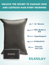 [Donkergrijs] SilkSilky-NL 22Momme Pillowcase 003