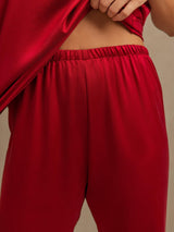 [Wijn] SilkSilky-NL 19Momme Mouwloos Diepe Ronde Hals Dames Pyjama Set 003