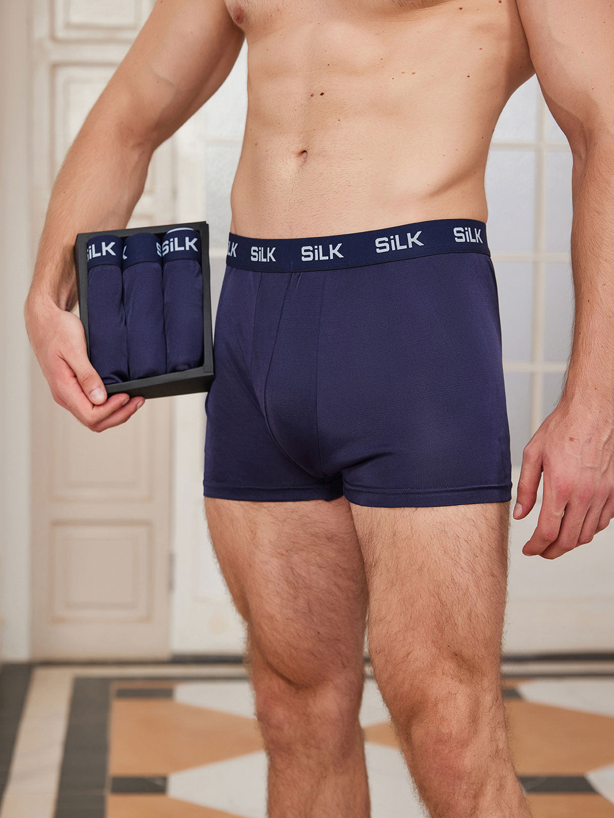 SilkSilky NL Zijde Gebreid Mens Underwear Donkerblauw 002