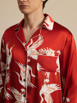 [Wijn] SilkSilky-NL Long Sleeve Notch Collar Heren Pyjama Set 007