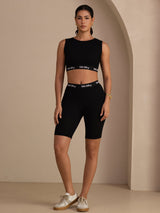 [Zwart] SilkSilky-NL Sleeveless Crew Neck Women's Outfit Sets 007