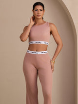 [Roze] SilkSilky-NL Sleeveless Crew Neck Women's Outfit Sets 003