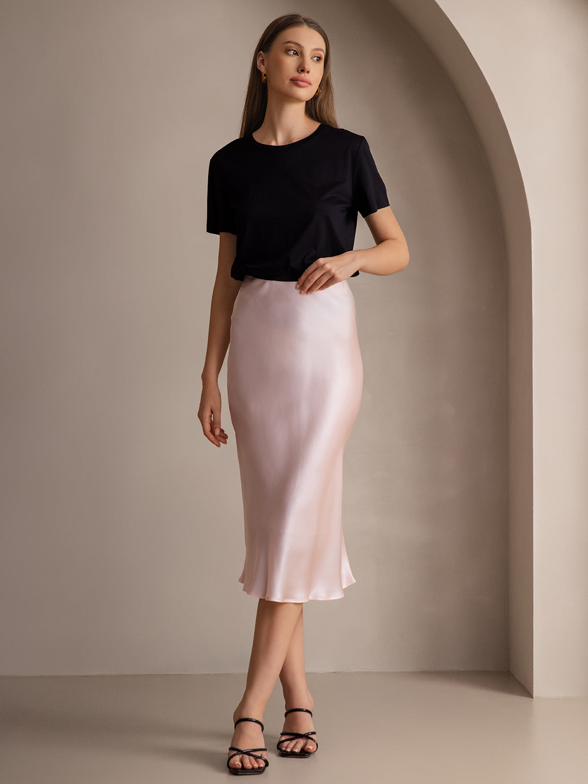 SilkSilky-NL 19Momme Skirt Lichtroze 003