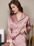 SilkSilky NL Pure Silk Lange Mouw Revers Dames Pyjama Set BleekMauve 003