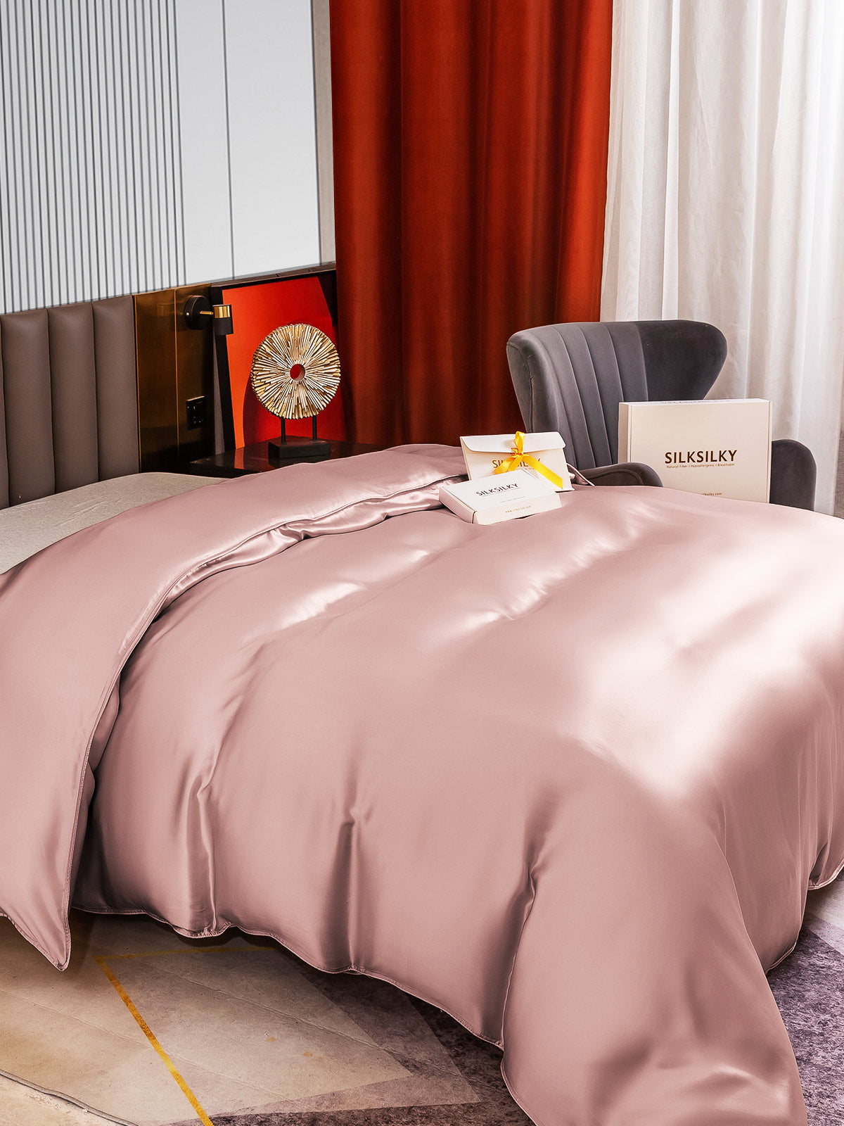 SilkSilky NL 22Momme Pure Silk Duvet Cover BleekMauve 004